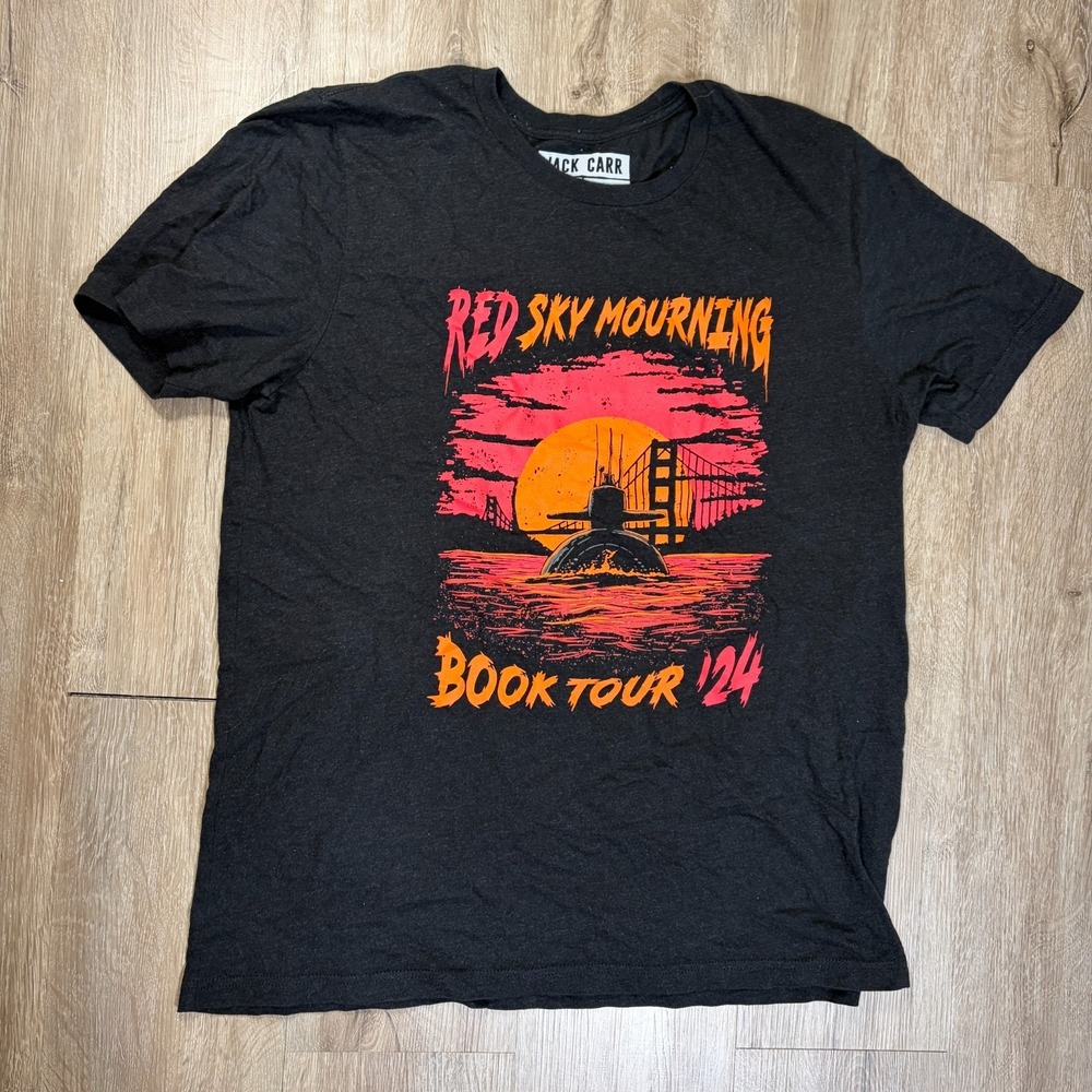 Jack Carr Red Sky Mourning Take Warning Book Tour 2024 T Shirt XL Short Sleeve